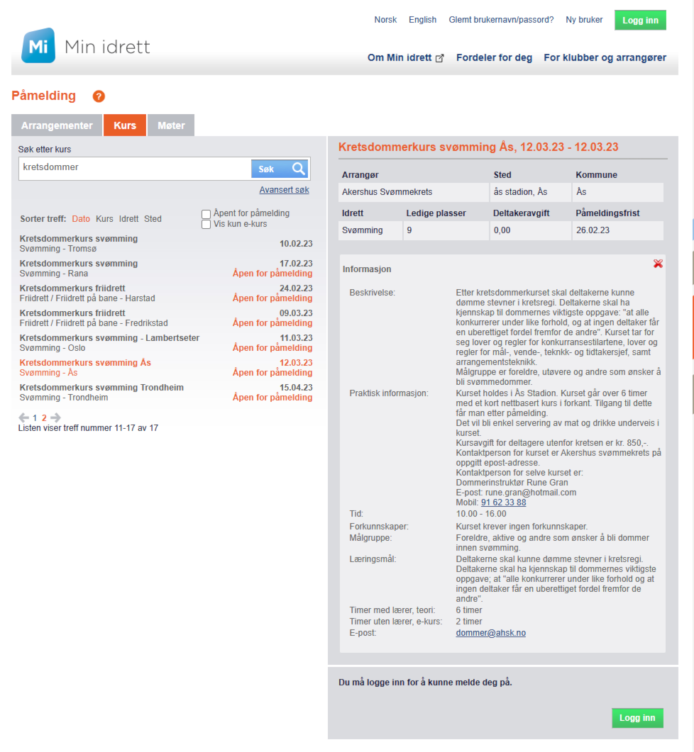 Gratis Kretsdommerkurs i Ås